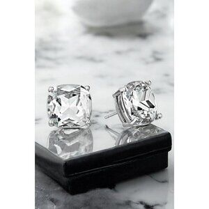 Kate Spade New York "Essentials" Small Square Stud Earrings in Clear/Silver